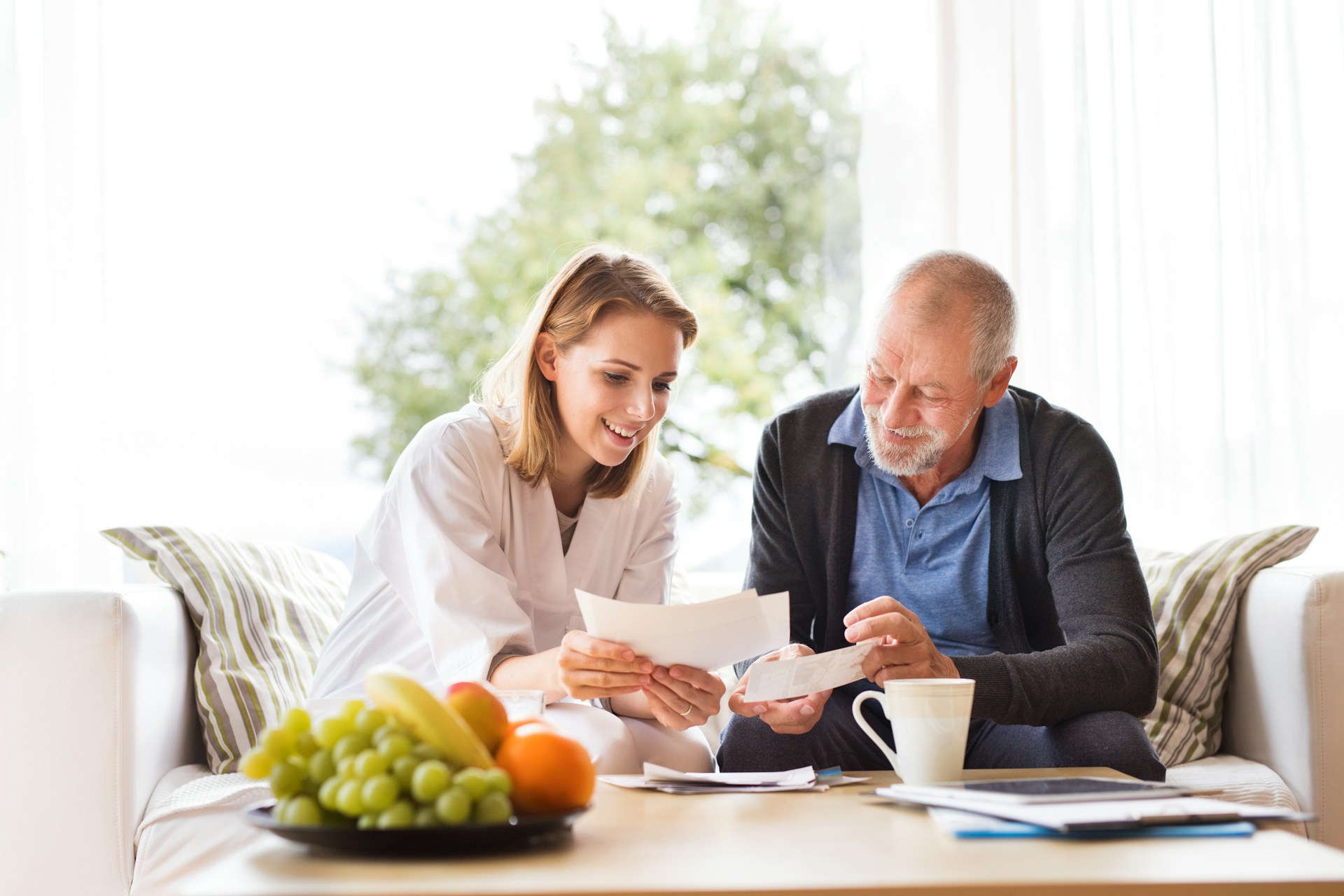 Man and you woman discussing financial matters.